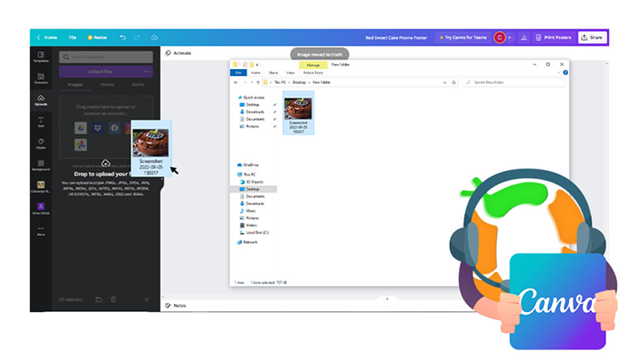 Uploading of external sources is also a Canva feature